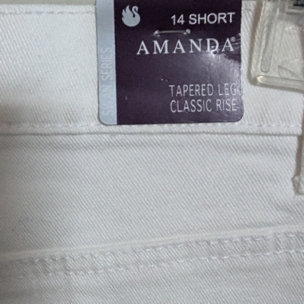 Gloria Vanderbilt womens White Jeans sz 14 short classic rise tapered leg w-201 - Picture 7 of 8